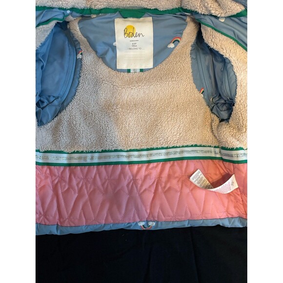 Mini Boden girls size 4/5 years 2 in 1 blue rainbow jack coat - Picture 4 of 6